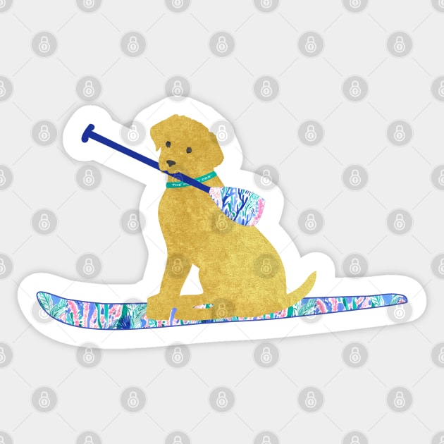 SUP Preppy Golden Retriever - Lilly Inspired Stand Up Paddle Board Sticker by emrdesigns